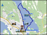 karte mit wegstrecke der kajaktour auf dem baksjoe bei vilhelmina