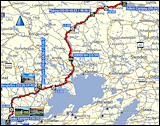 karte und hoehenprofil der fahrt von solleroe bei mora nach lysekil sowie karte mit wegstrecken der fahrten in lysekil
