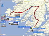 karten der fahrt von lysekil nach smoegen und zurueck, der kurzwanderung in kungshamn sowie der kurzwanderungen in smoegen und auf halloe