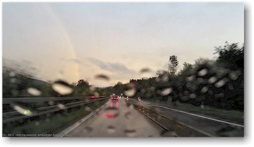 regenbogen ueber der autobahn A81 kurz vor der raststaette wunnenstein