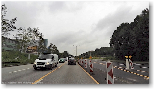 einspurige streckenfuehrung bei einer baustelle auf der bundesstrasse B76 in kiel