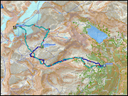 11.2.2017: Les Rousses - Cabane des Audannes (8.5 km, dunkelblau) | 12.2.2017: Cabane des Audannes - Wildhorn - Les Rousses (14.2 km, helblau)
