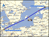 karte der ueberfahrt mit der faehre von travemuende nach helsinki