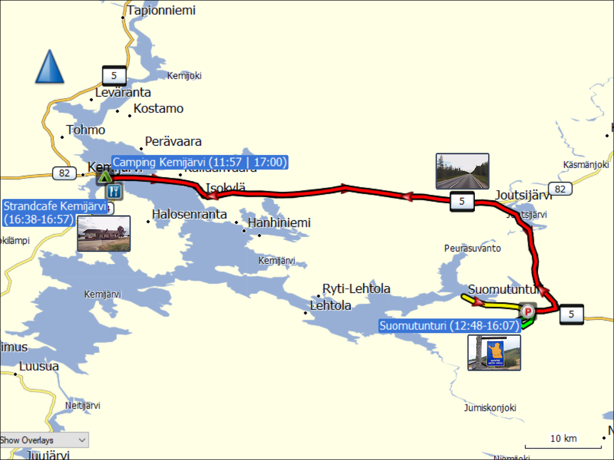 wegstrecke der fahrt von kemijaervi nach suomu und zurueck