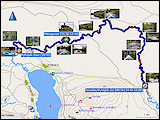karte der fahrt vom camping pyhaetunturi zum parkplatz am pyhaejoki und zurueck und karte der kajaktour auf dem pyhaejoki