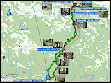 karte und hoehenprofil der fahrt vom jokkmokk camping center zum muddus nationalpark und zurueck sowie der wanderung im muddus nationalpark