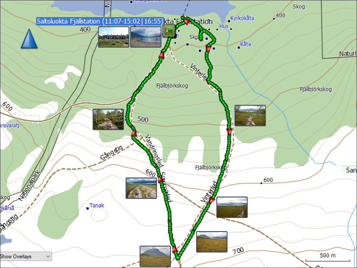 wegstrecke der kurzwanderung bei saltoluokta