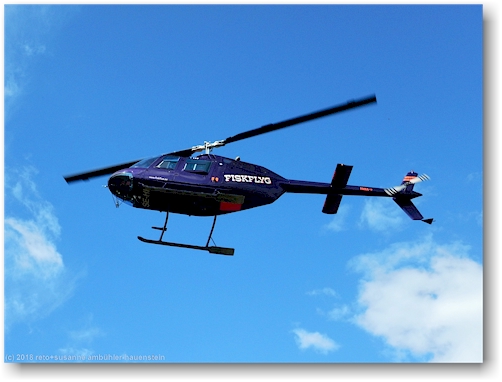 abflug des helikopters bei der fjaellstation saltoluokta