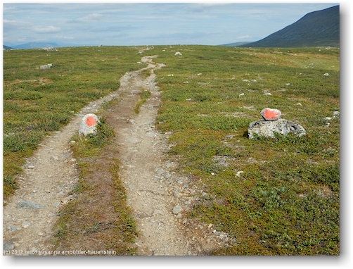 kungsleden durch die hochebene zwischen dem tal des autsutj-jakka und dem tal des tjappisjakatj