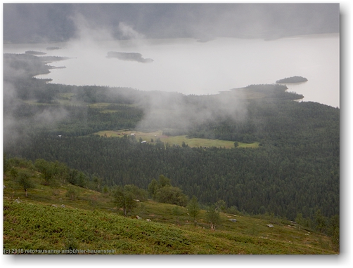 blick auf die aktsestuga waerend dem aufstieg zum skierfe