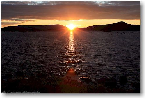 sonnenuntergang ueber dem naujaure bei arjeplog