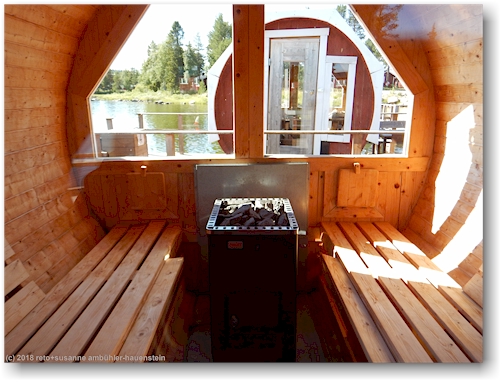 sauna auf dem floss beim kraja camping arjeplog