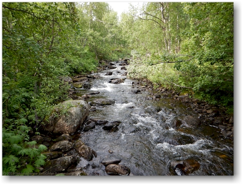 der kungsleden ueberquert einen bach oberhalb jaekkvik