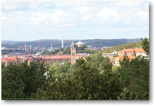 blick vom goeteborgs botaniska traedgard richtung stadtzentrum