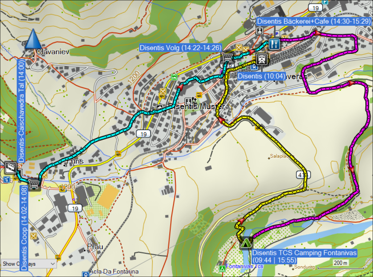 wegstrecken der fussmaersche in disentis