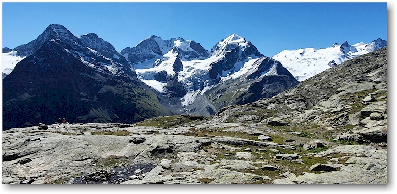 blick von fuorcla surlej auf den piz tschierva, den piz morteratsch, den piz bernina und den piz roseg
