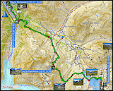 karte und hoehenprofil der wanderung vom ospizio bernina via lej da diavolezza zum campingplatz plauns morteratsch