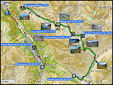 karte und hoehenprofil des fussmarsch vom camping morteratsch zum bahnhof morteratsch und der wanderung vom bahnhof bernina suot via fourcla pischa zur alp languard