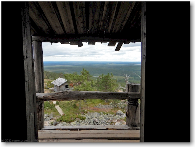 ausblick aus der santa's cabine auf dem levi