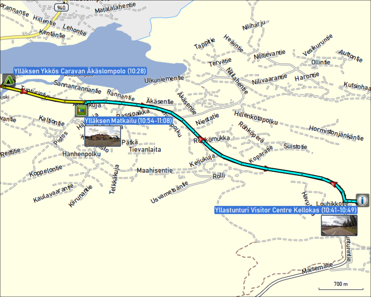 wegstrecken der fahrten in aekaeslompolo