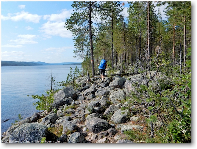 wanderweg entlang des stora luleaelven im muddus nationalpark