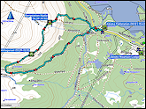 karte und hoehenprofil der skiwanderung von der abisko fjaellstation via foerfallen zur bergstation des njulla sesselliftes und wieder hinunter zur fjaellstation