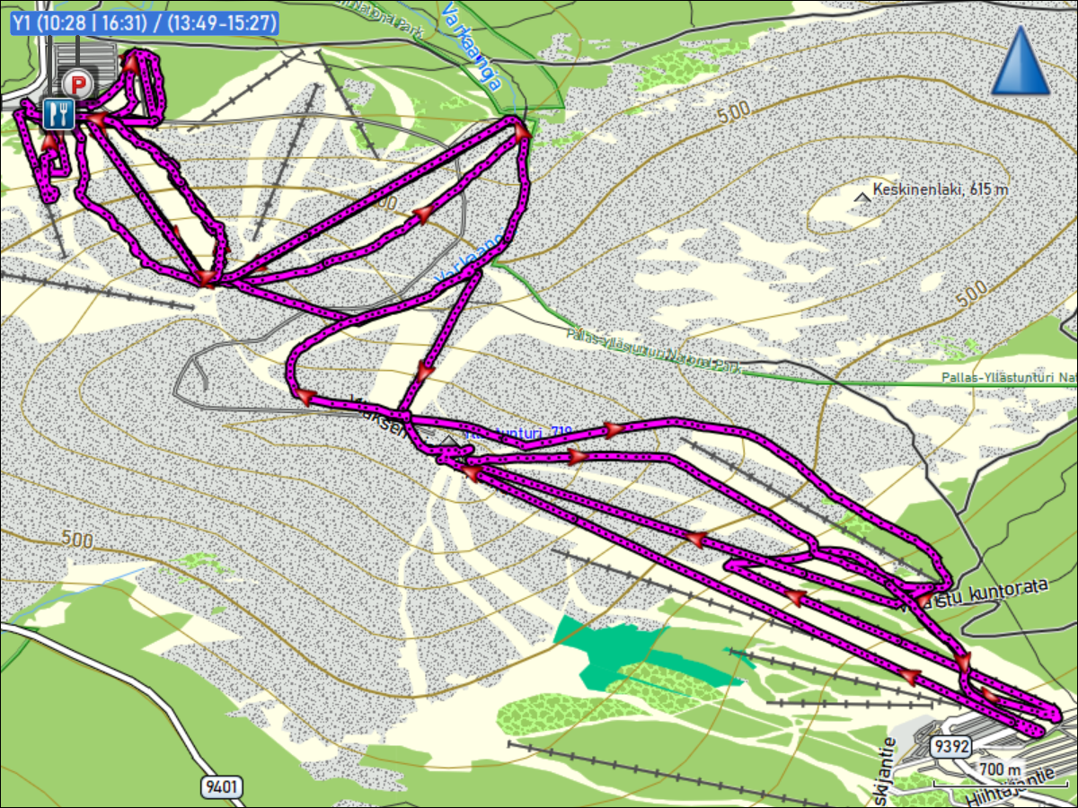 wegstrecke skifahren yllaes