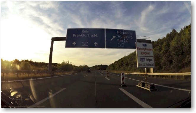gesperrte einfahrt von der A81 zur A3 bei wuerzburg