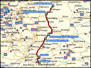 karte und hoehenprofil der fahrt von daheim zur raststaette harz ost