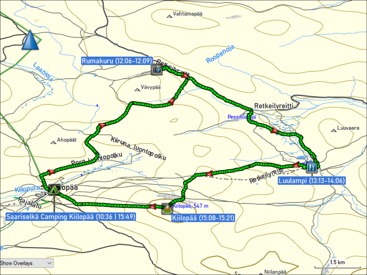 wegstrecke der rundwanderung bei kiilopaeae