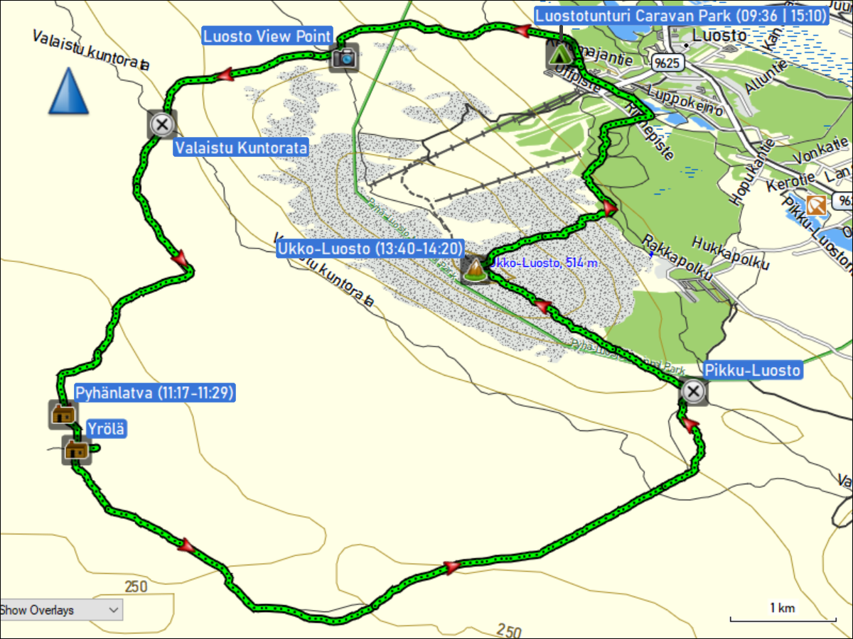 wegstrecke der rundwanderung bei luosto