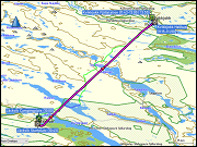karte und hoehenprofil des helikopterfluges von jaeckvik nach kvikkjokk
