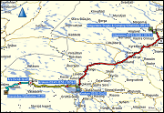 karte und hoehenprofil der fahrt von vilhelmina zur storulvans fjaellstation