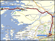 karte und hoehenprofil der fahrt von marstrand nach goeteborg, karte des stadtbummels in goeteborg sowie karte der ueberfahrt von goeteborg nach kiel