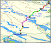 geplante route kvikkjokk - tsielekjakkstugan - kistojauratj - tuolpaklako - vuonatjviken - jaeckvik