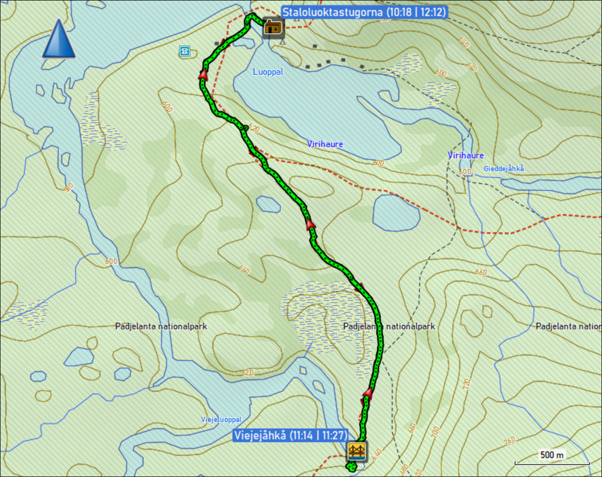 wegstrecke der rundwanderung bei den staloluoktastugorna