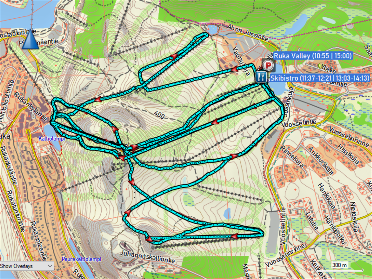 wegstrecke skifahren in ruka