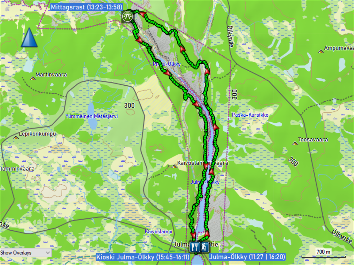 wegstrecke der rundwanderung julma-oelkky im hossa nationalpark