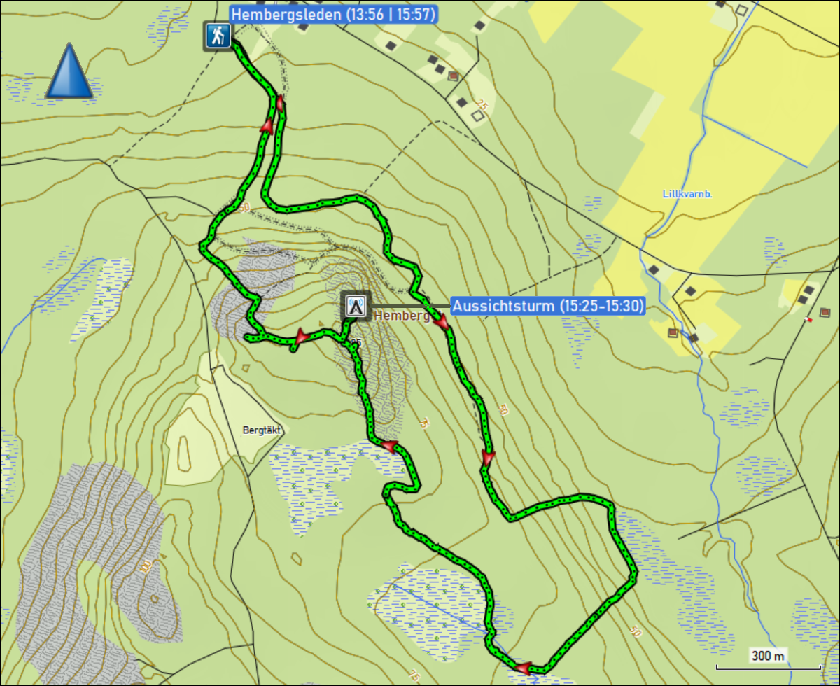 wegstrecke der rundwanderung hembergsleden