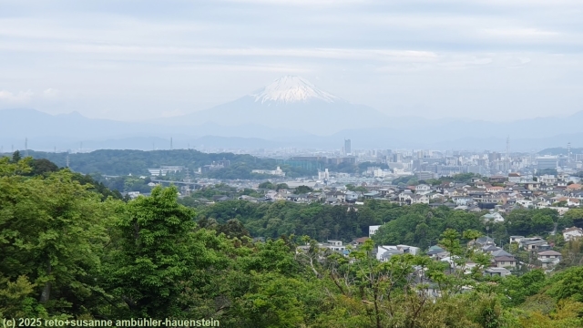 blick vom huegel genji bei kamakura auf den mount fuji