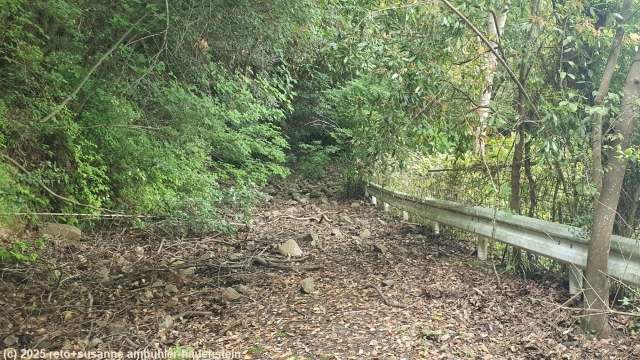 verschuettete bergstrasse im verlauf des aufstiegs von nagasaki zum mount inasa