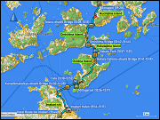 karte und hoehenprofil der radtour vom hotel bonapool auf der insel ikuchijima zum hotel route inn in imabari