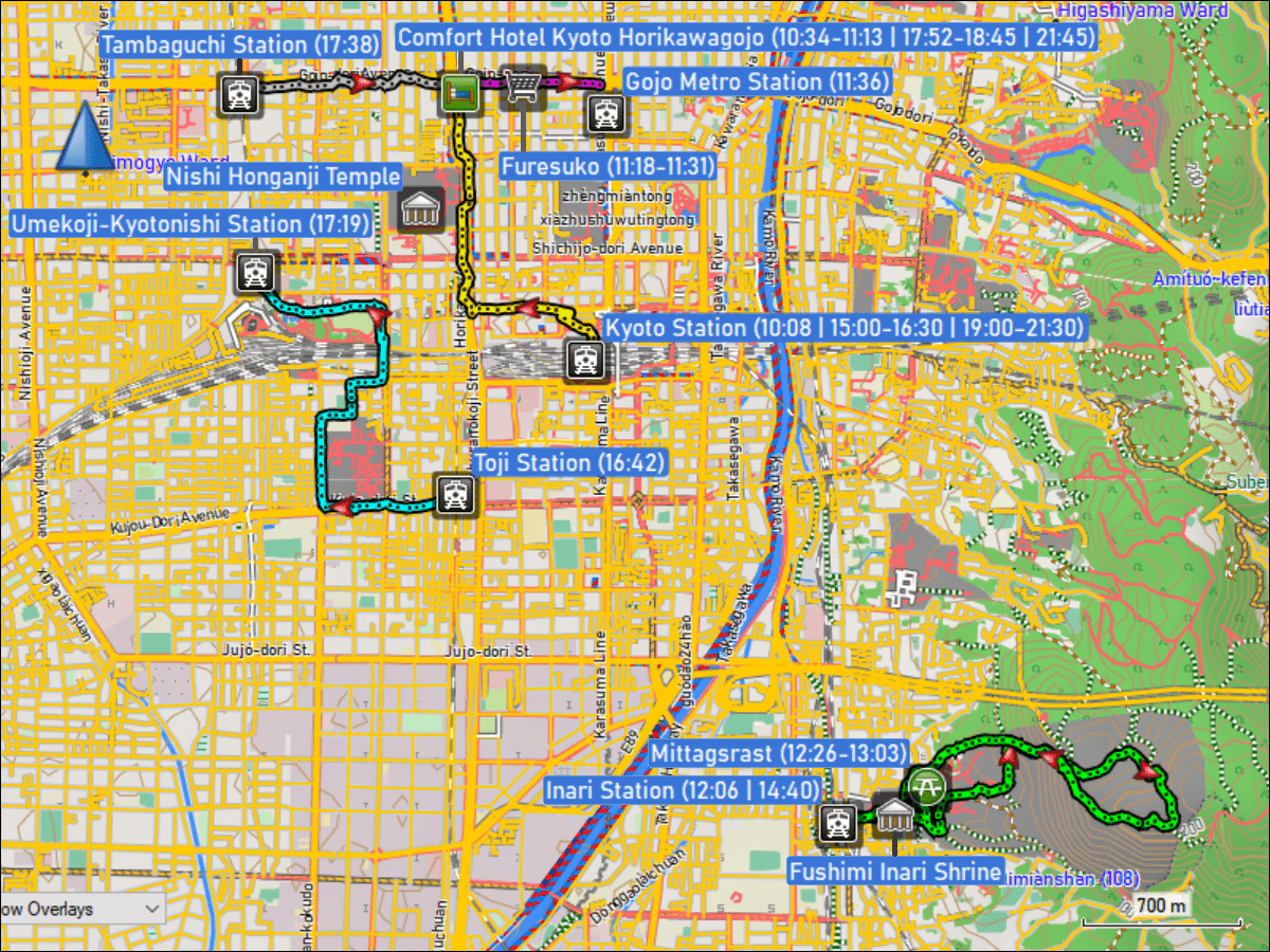 wegstrecke der fussmaersche in kyoto