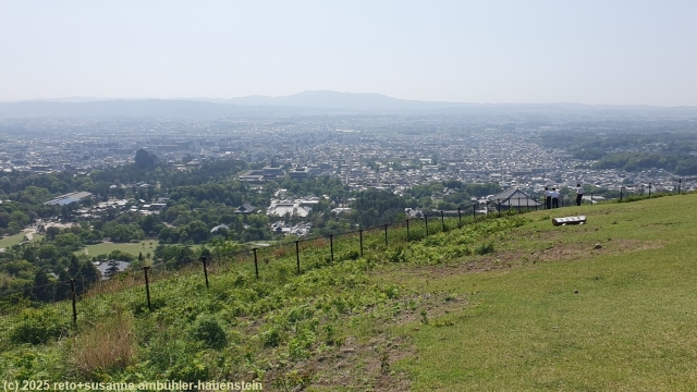 aussicht auf die stadt vom huegel im nara park