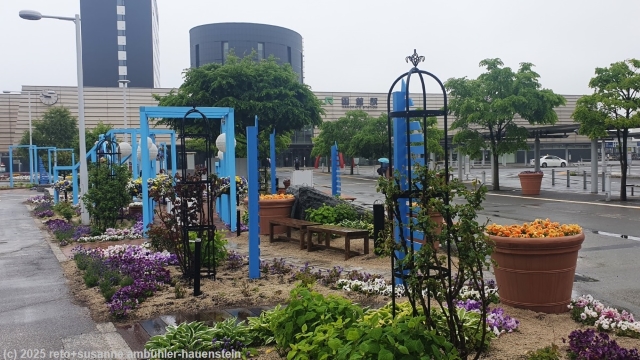 blumiger bahnhofplatz in hakodate