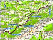 karte der wanderung vom bauernhof neumatt in hauenstein-ifenthal, SO zum hotel balsthal, SO