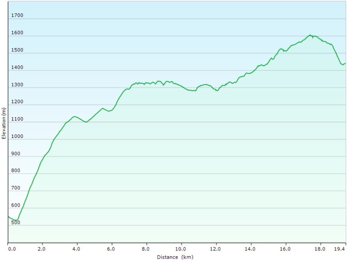 hoehenprofil der wanderung vom bahnhof frinvillier-taubenloch, BE zum B&B chasseral, BE