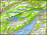karte der wanderung vom bahnhof frinvillier-taubenloch, BE zum B&B chasseral, BE