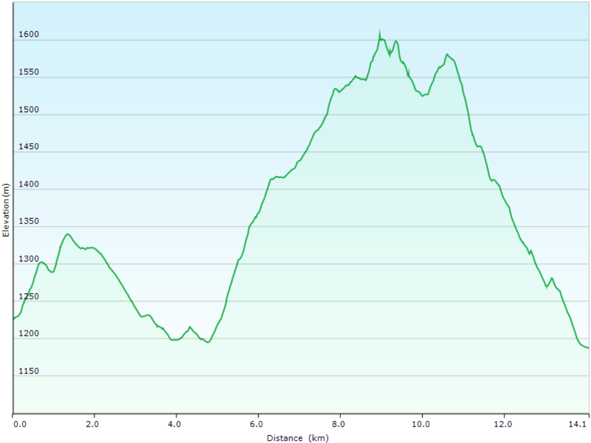 hoehenprofil der wanderung von der bushaltestelle la combaz, VD zum "swiss historic hotel grand hotel les rasses et spa", VD