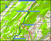 karte der wanderung vom hotel restaurant du marchairuz, VD zum studio "au rayon de soleil" in st. cergue, VD